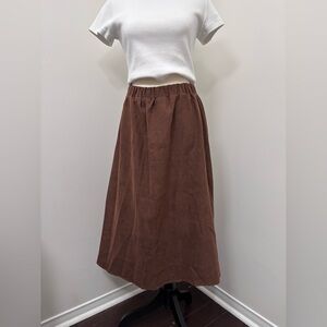 DAZY Brown Faux Suede Midi Skirt Size XL Flowy Modest